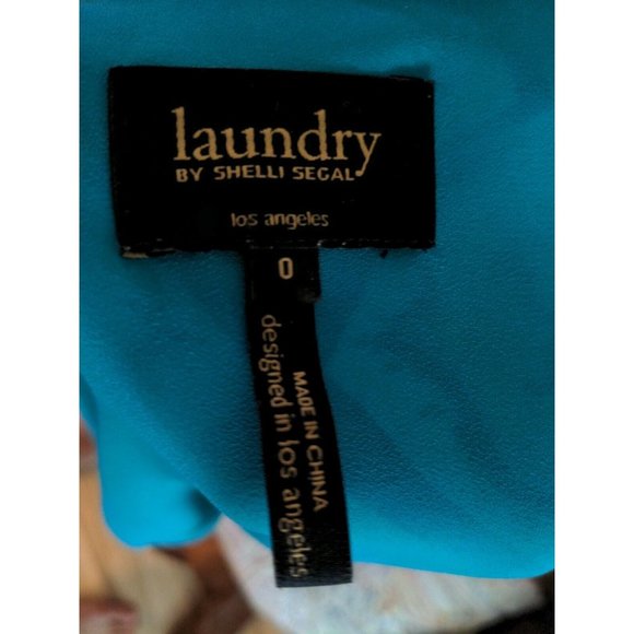 Laundry Shelli Segal Short Tunic Dress Blue Zip Up 3/4 Bell Sleeves Size 0 - Picture 5 of 7